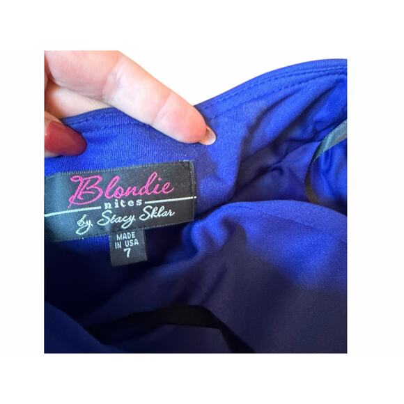 Blue Strapless Sequined Blondie Nites Dress - Size 7 - Picture 14 of 14